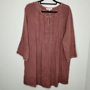 Solitaire Boho Rust Tunic Plus Size 1X